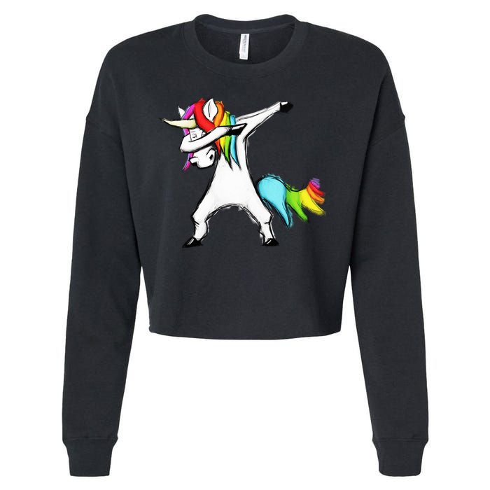 Dabbing Unicorn Cropped Pullover Crew