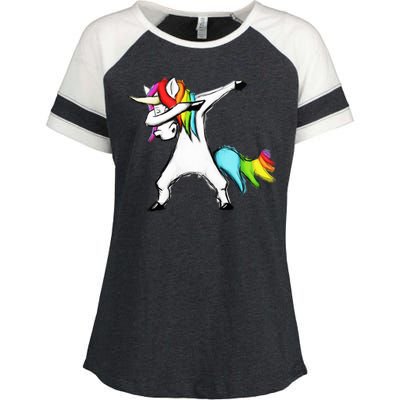 Dabbing Unicorn Enza Ladies Jersey Colorblock Tee