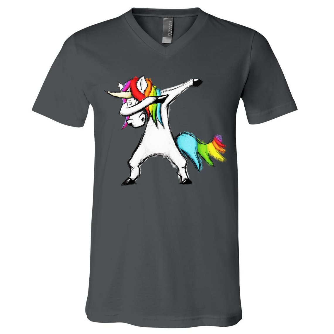 Dabbing Unicorn V-Neck T-Shirt