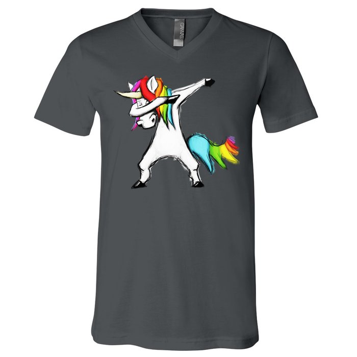 Dabbing Unicorn V-Neck T-Shirt