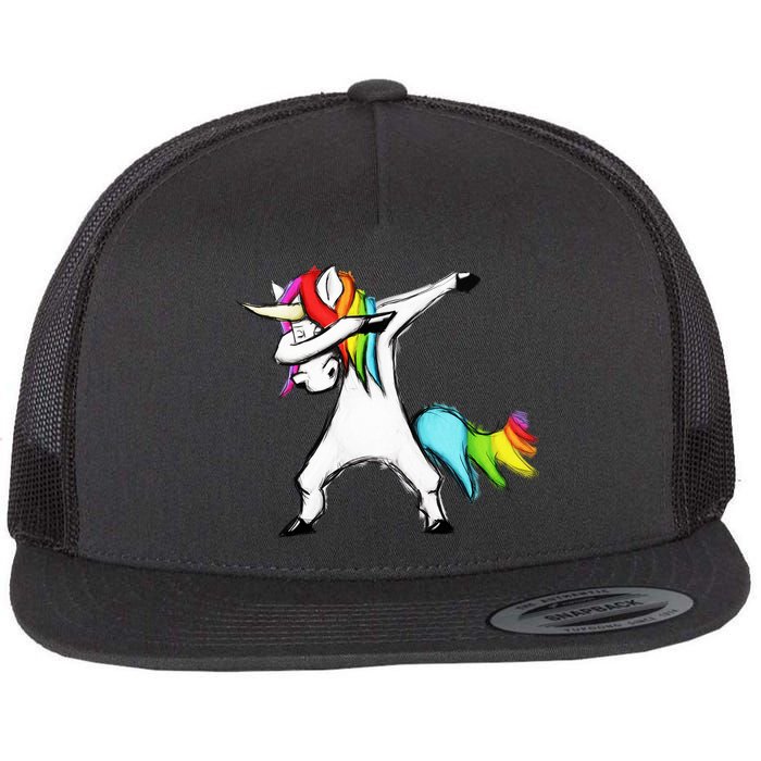 Dabbing Unicorn Flat Bill Trucker Hat