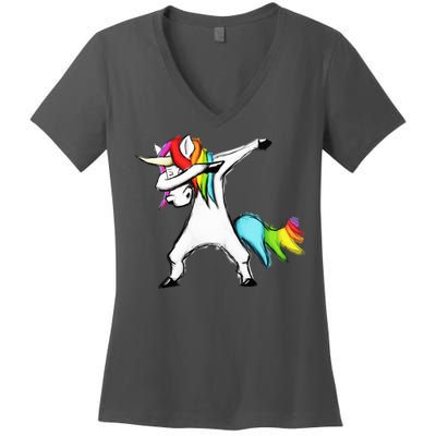 Dabbing Unicorn Women's V-Neck T-Shirt