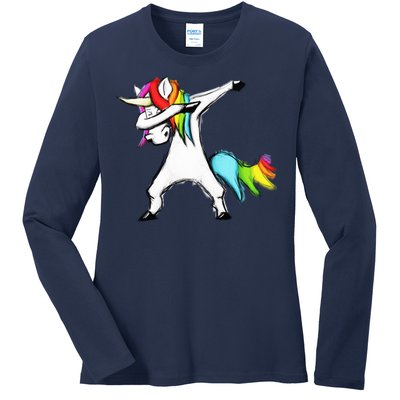 Dabbing Unicorn Ladies Long Sleeve Shirt