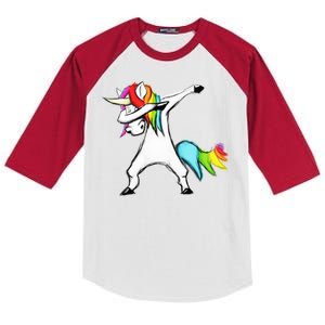 Dabbing Unicorn Kids Colorblock Raglan Jersey