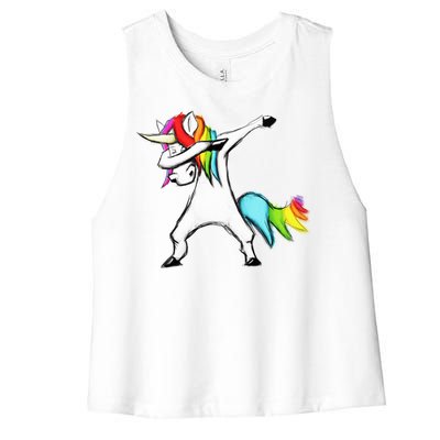 Dabbing Unicorn Women's Racerback Cropped Tank