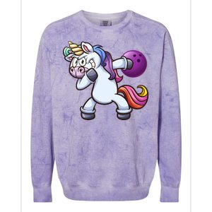 Dabbing Unicorn Bowling  Colorblast Crewneck Sweatshirt