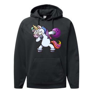 Dabbing Unicorn Bowling  Performance Fleece Hoodie