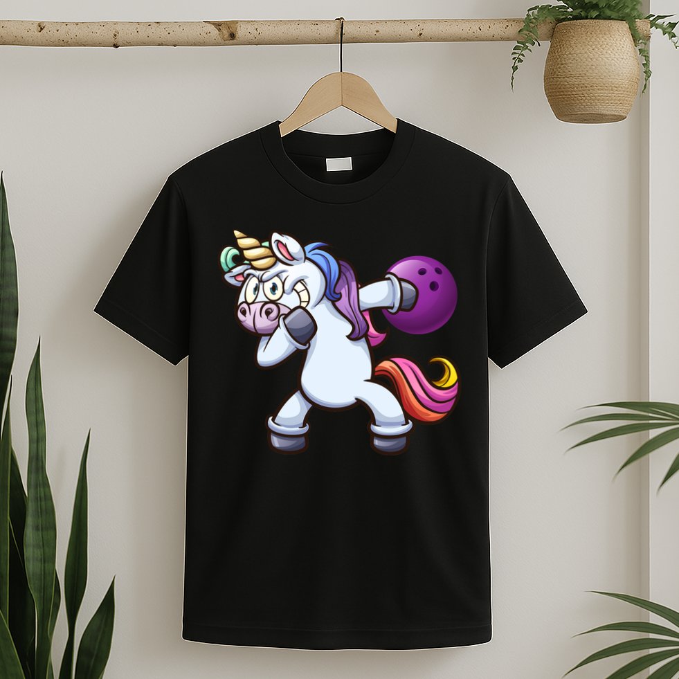 Dabbing Unicorn Bowling  T-Shirt