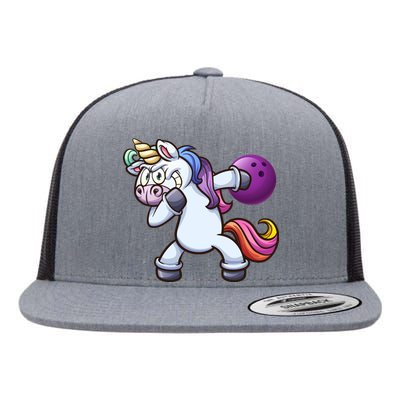 Dabbing Unicorn Bowling  Flat Bill Trucker Hat