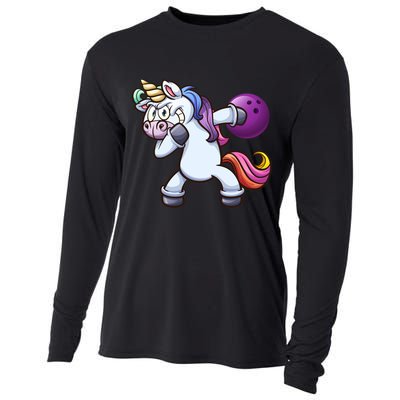 Dabbing Unicorn Bowling  Cooling Performance Long Sleeve Crew