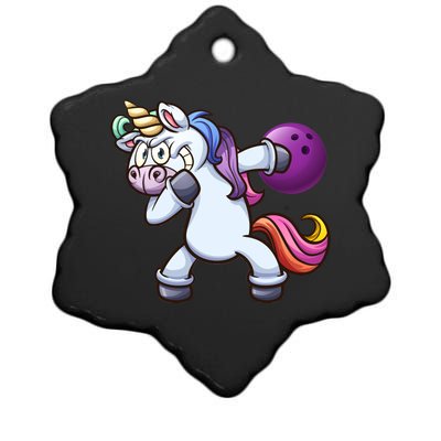 Dabbing Unicorn Bowling  Ceramic Star Ornament