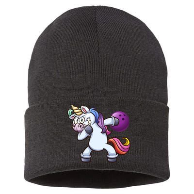 Dabbing Unicorn Bowling  Sustainable Knit Beanie