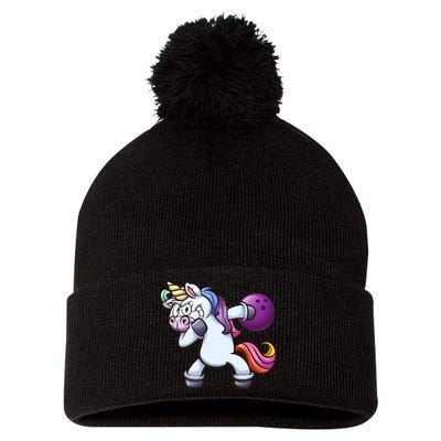 Dabbing Unicorn Bowling  Pom Pom 12in Knit Beanie