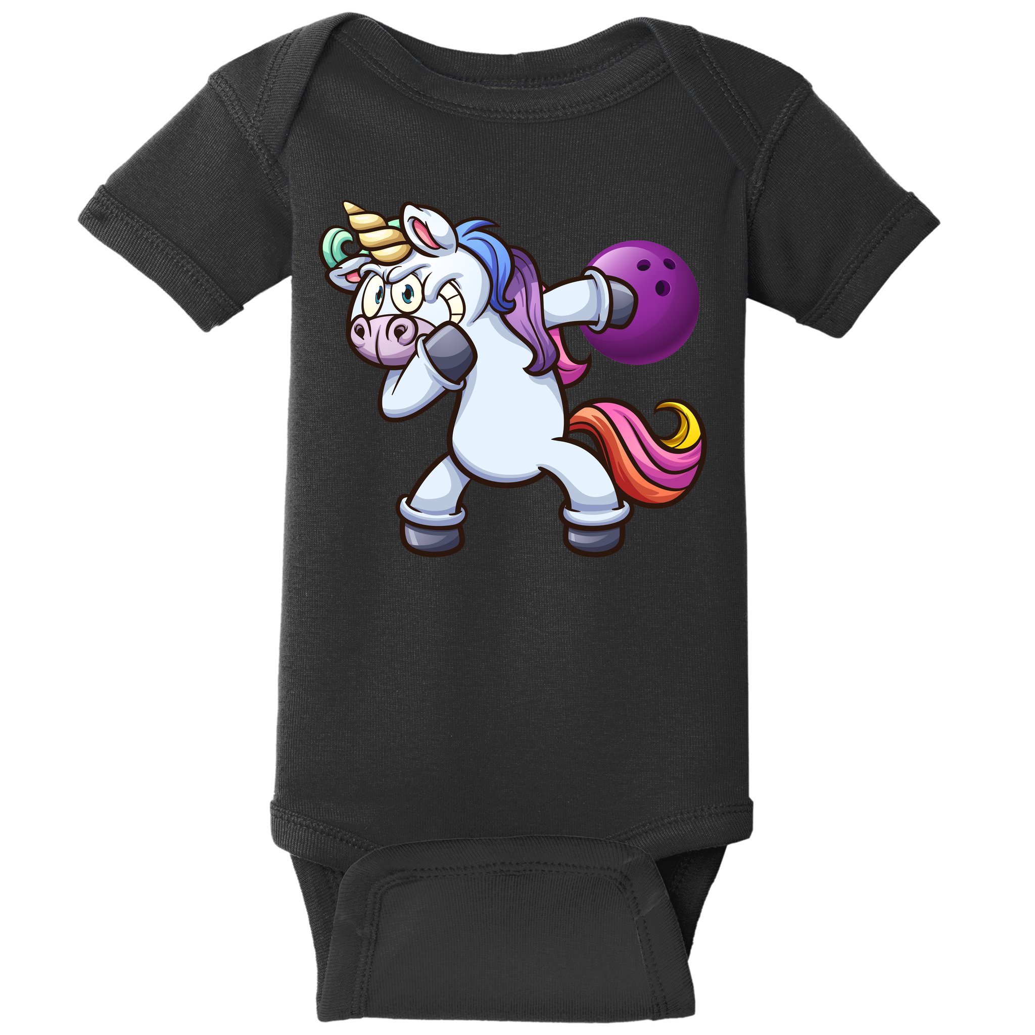 Dabbing Unicorn Bowling  Baby Bodysuit