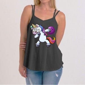 Dabbing Unicorn Bowling  Women's Strappy Tank