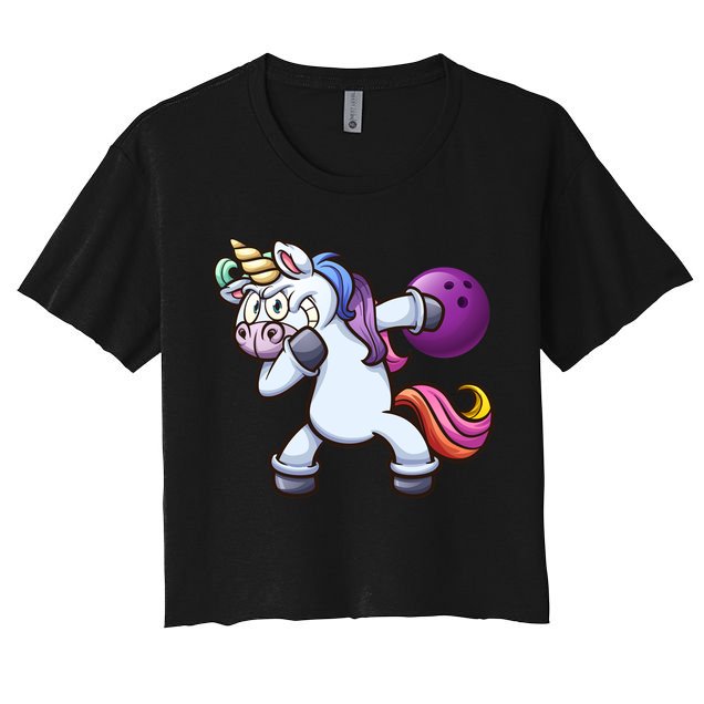 Dabbing Unicorn Bowling  Crop Top