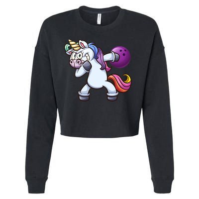 Dabbing Unicorn Bowling  Cropped Pullover Crew