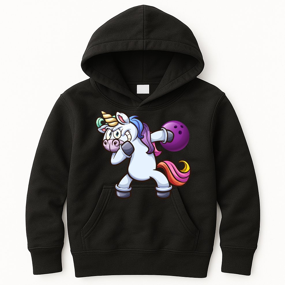 Dabbing Unicorn Bowling  Kids Hoodie