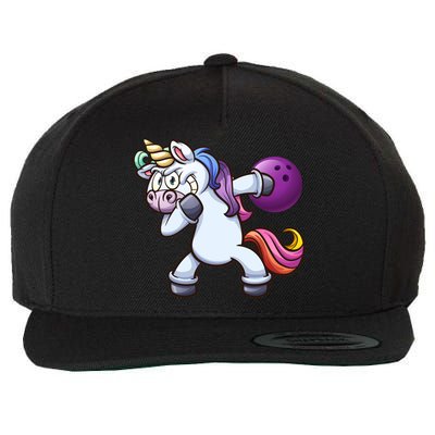 Dabbing Unicorn Bowling  Wool Snapback Cap