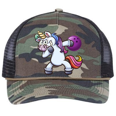 Dabbing Unicorn Bowling  Retro Rope Trucker Hat Cap