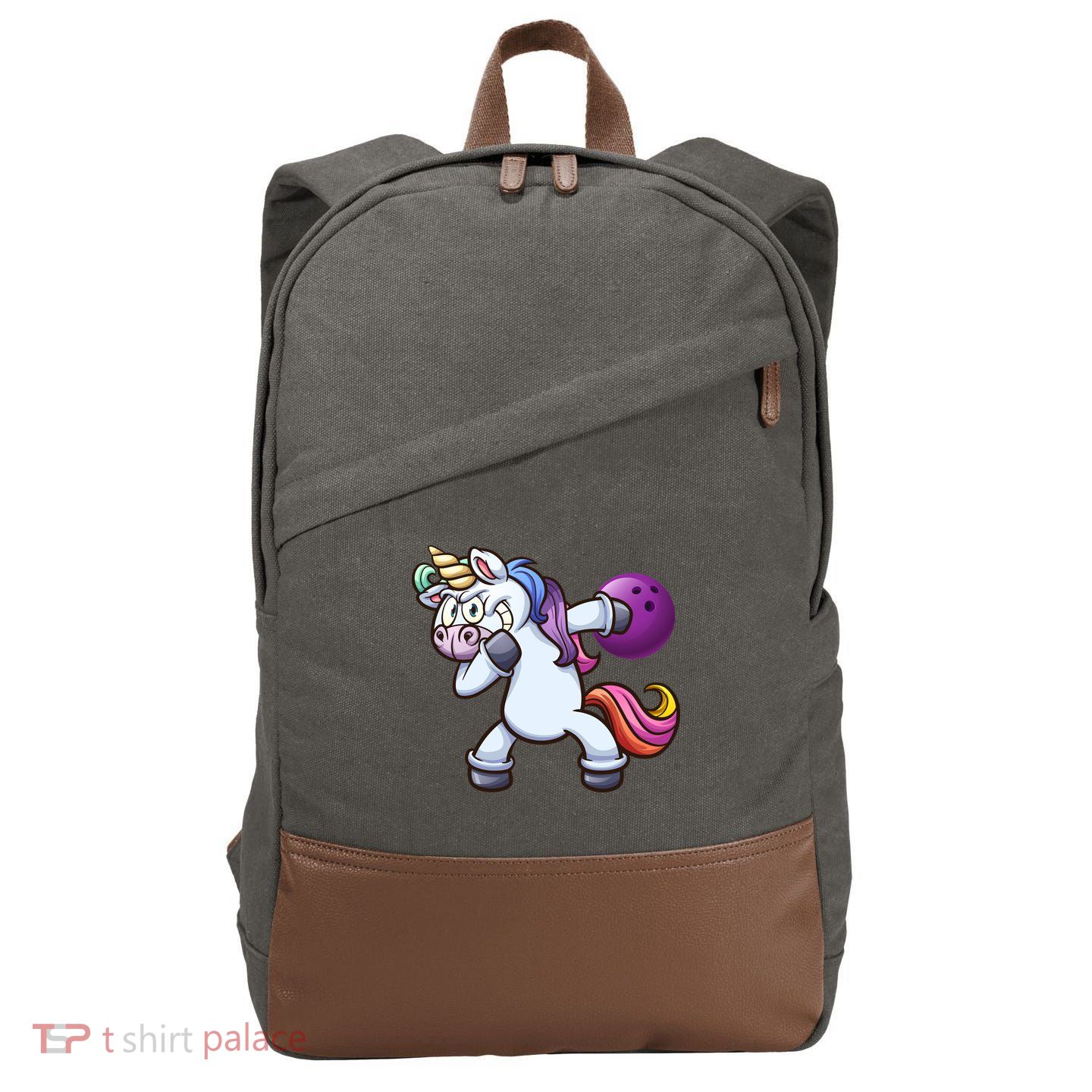 Dabbing Unicorn Bowling  Cotton Canvas Backpack