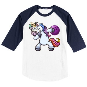 Dabbing Unicorn Bowling  Baseball Sleeve Shirt