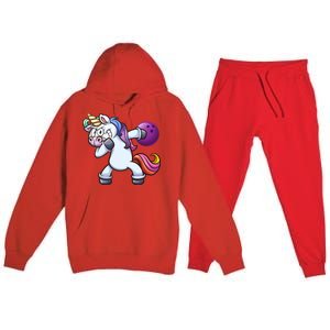 Dabbing Unicorn Bowling  Premium Hooded Sweatsuit Set