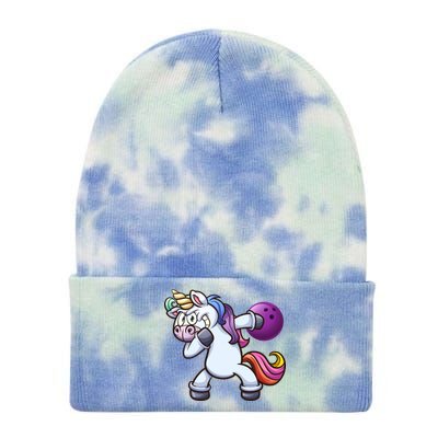 Dabbing Unicorn Bowling  Tie Dye 12in Knit Beanie