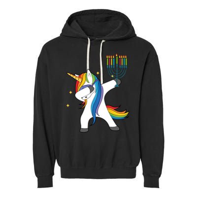 Dabbing Unicorn Hanukkah Garment-Dyed Fleece Hoodie