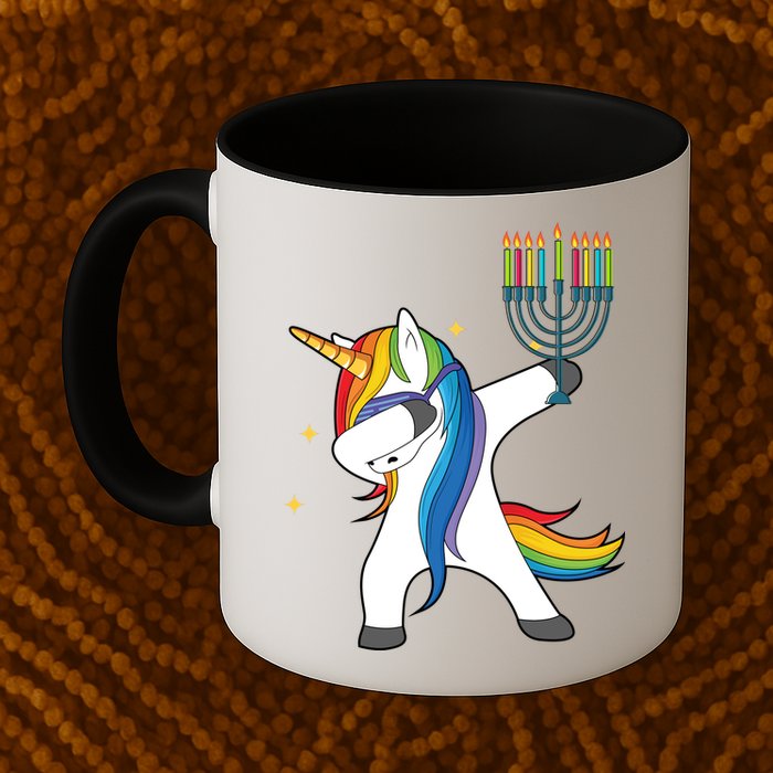 Dabbing Unicorn Hanukkah Mug