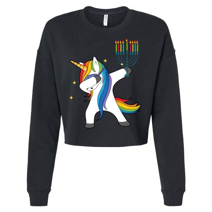 Dabbing Unicorn Hanukkah Cropped Pullover Crew