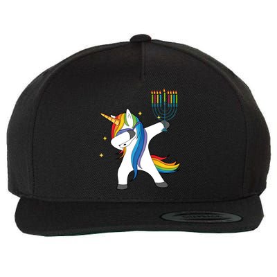 Dabbing Unicorn Hanukkah Wool Snapback Cap