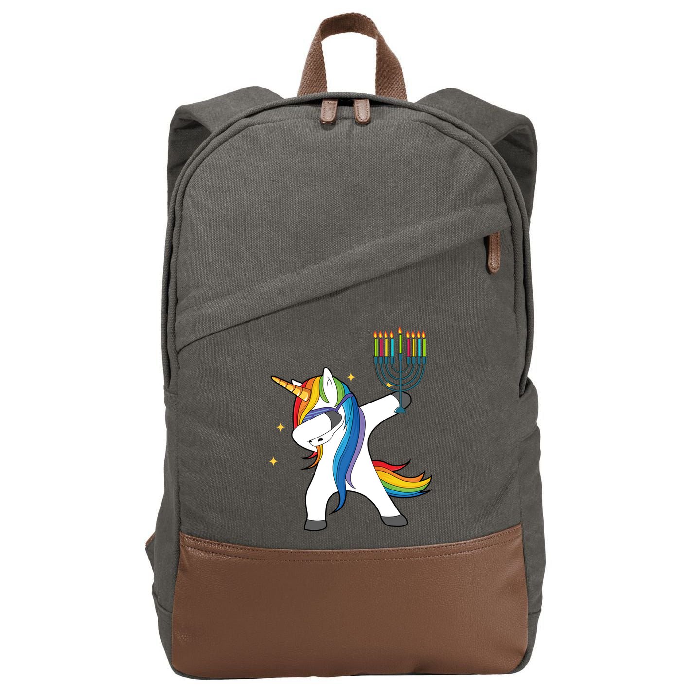 Dabbing Unicorn Hanukkah Cotton Canvas Backpack