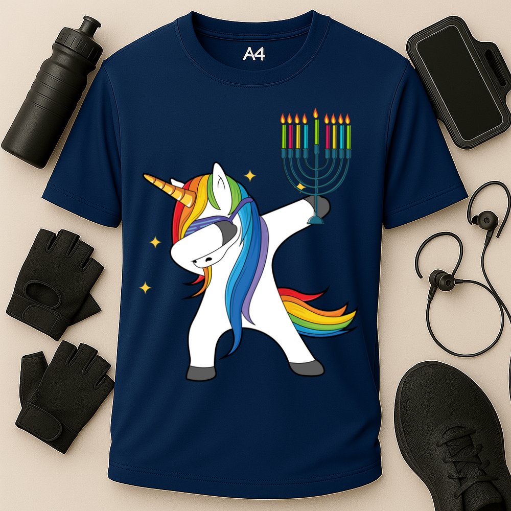 Dabbing Unicorn Hanukkah Performance Shirt