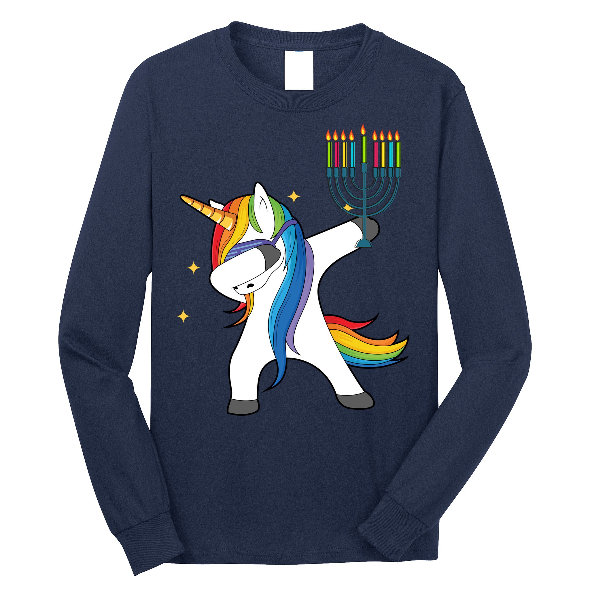 Dabbing Unicorn Hanukkah Long Sleeve Shirt
