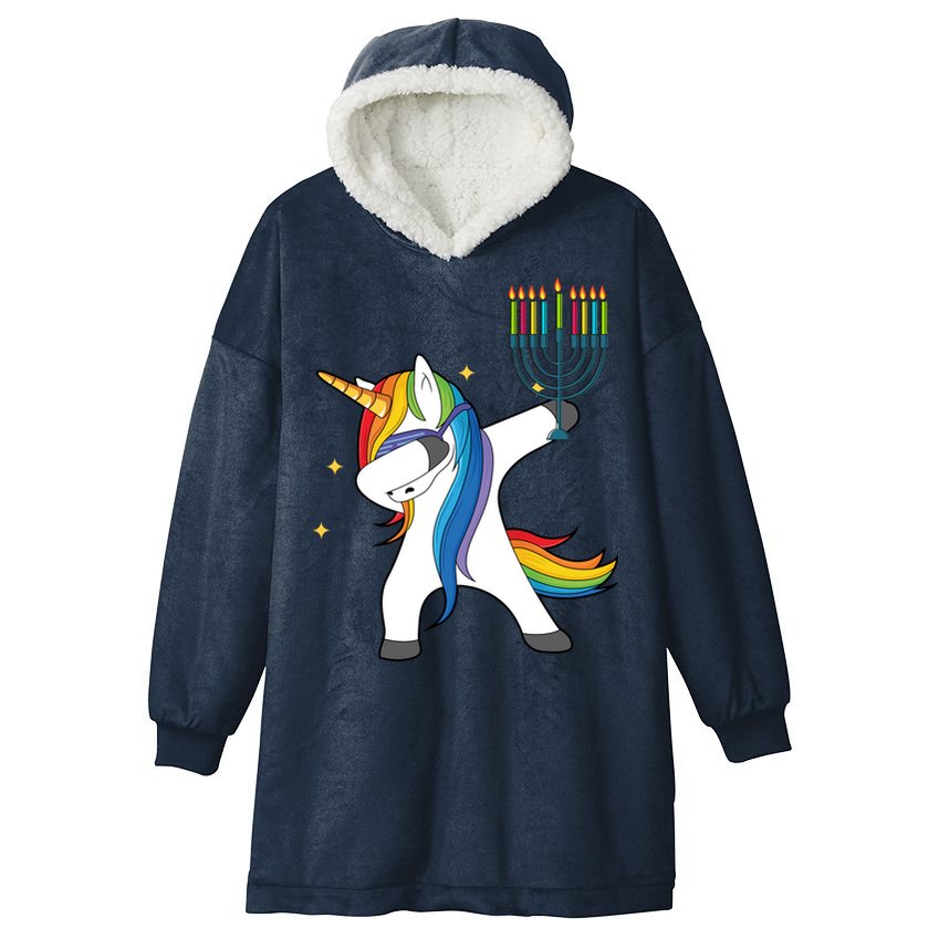 Dabbing Unicorn Hanukkah Hooded Wearable Blanket