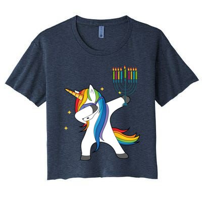 Dabbing Unicorn Hanukkah Crop Top