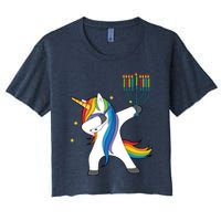 Dabbing Unicorn Hanukkah Women's Crop Top Tee