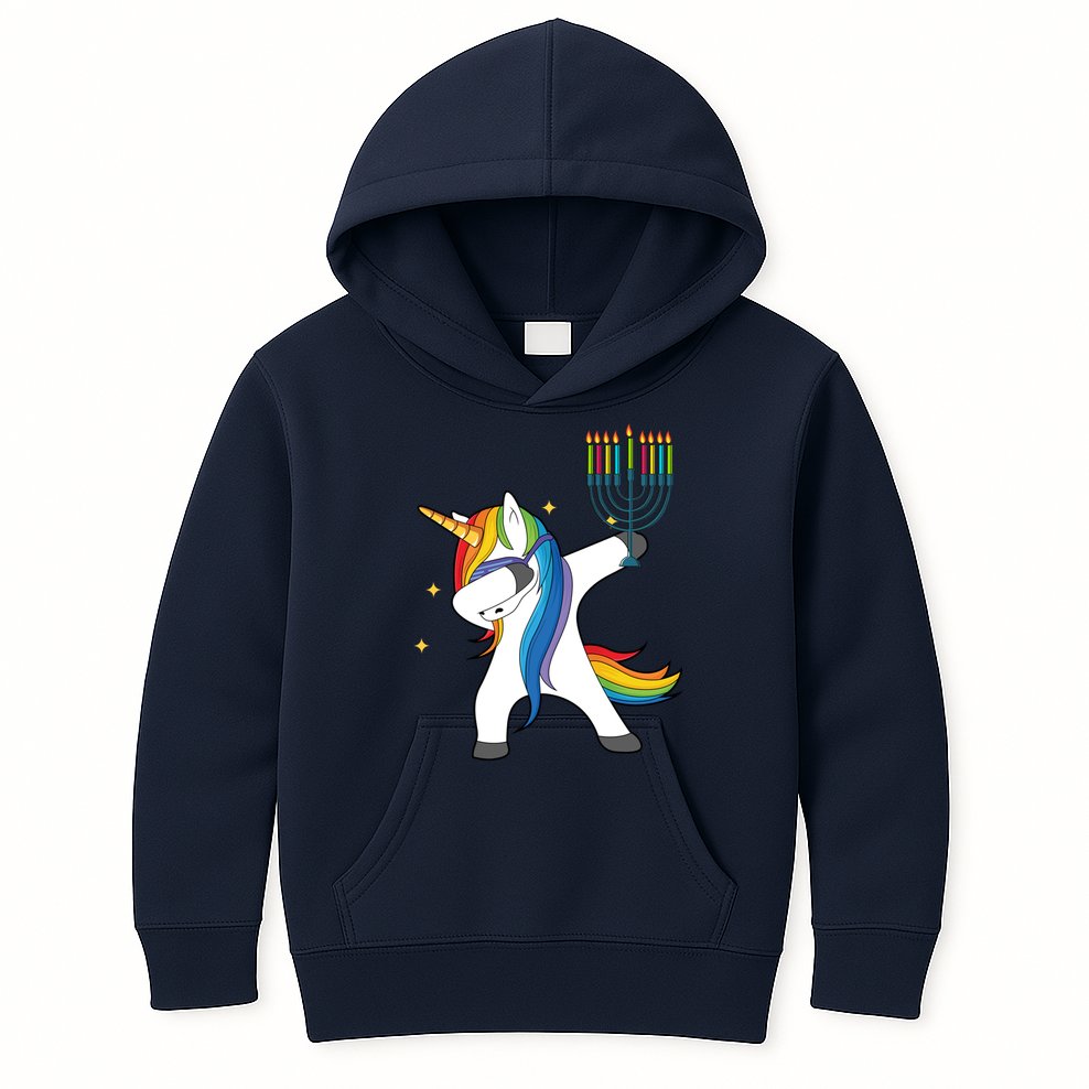 Dabbing Unicorn Hanukkah Kids Hoodie