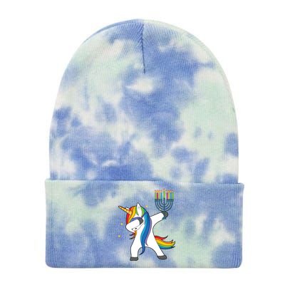 Dabbing Unicorn Hanukkah Tie Dye 12in Knit Beanie