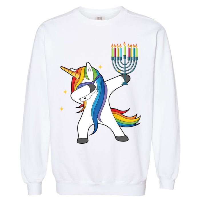 Dabbing Unicorn Hanukkah Garment-Dyed Sweatshirt