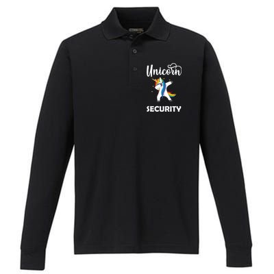 Dabbing Unicorn Security Performance Long Sleeve Polo