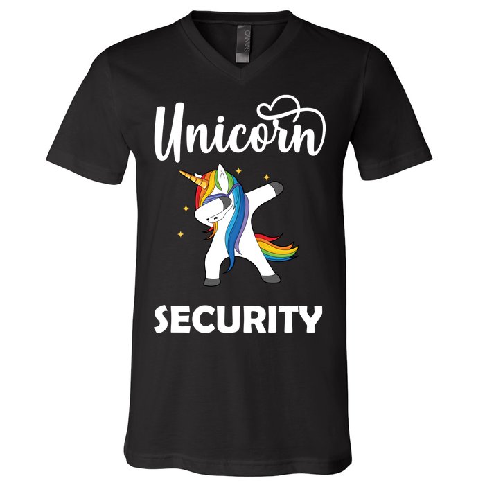 Dabbing Unicorn Security V-Neck T-Shirt