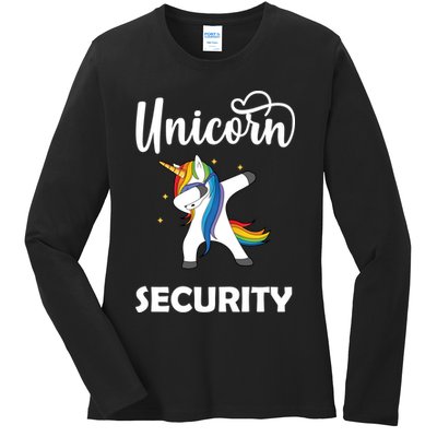 Dabbing Unicorn Security Ladies Long Sleeve Shirt