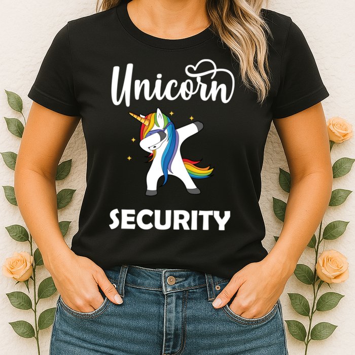 Dabbing Unicorn Security Womens T-Shirt