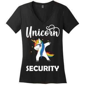 Dabbing Unicorn Security Women's V-Neck T-Shirt