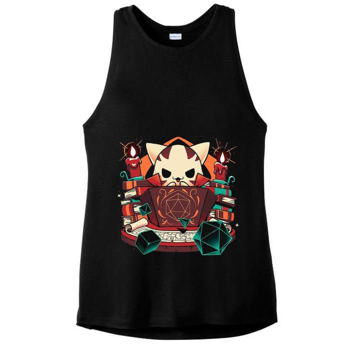 Dungeon And Cats Tabletop Gaming Role Player Ladies PosiCharge Tri-Blend Wicking Tank