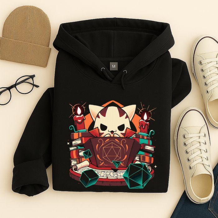 Dungeon And Cats Tabletop Gaming Role Player Hoodie