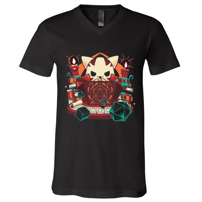 Dungeon And Cats Tabletop Gaming Role Player V-Neck T-Shirt
