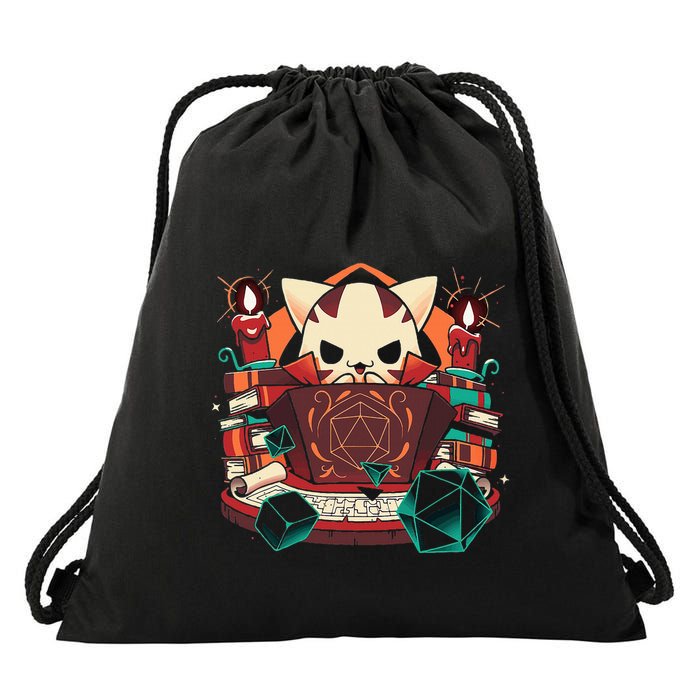 Dungeon And Cats Tabletop Gaming Role Player Drawstring Bag